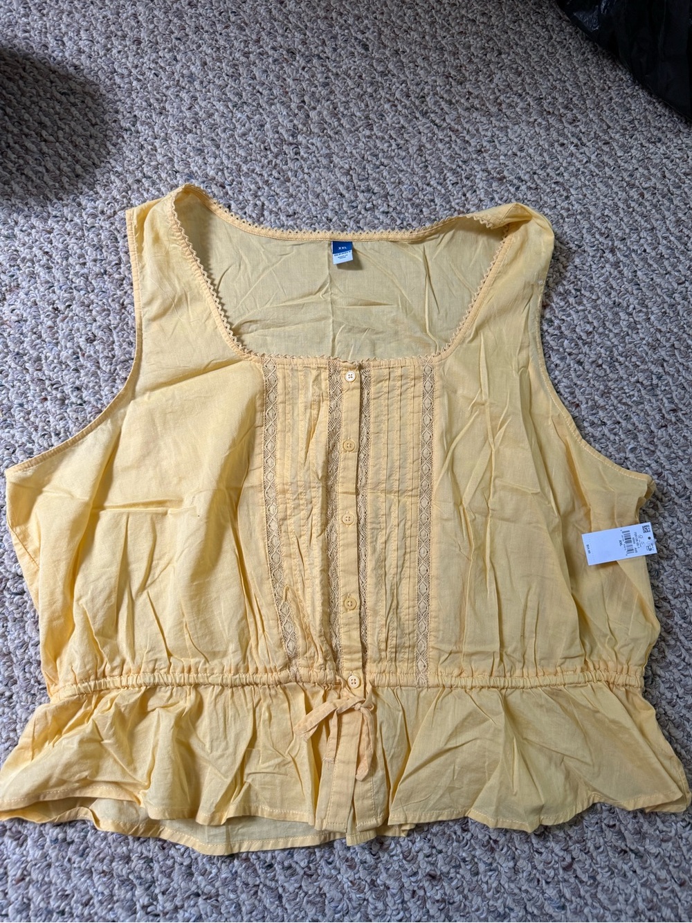 Old Navy Yellow Button-Front Peplum Tank Top